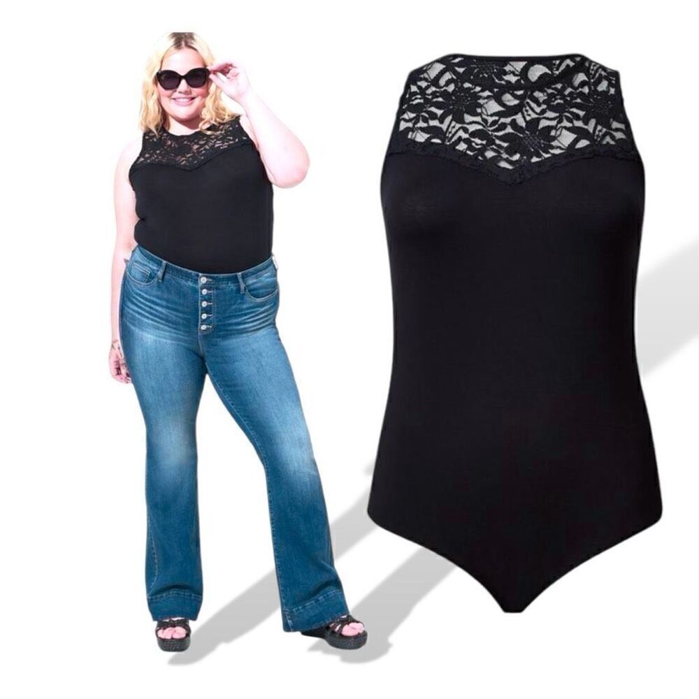 Torrid Black Super Soft Lace Sweetheart Bodysuit Sz 2X